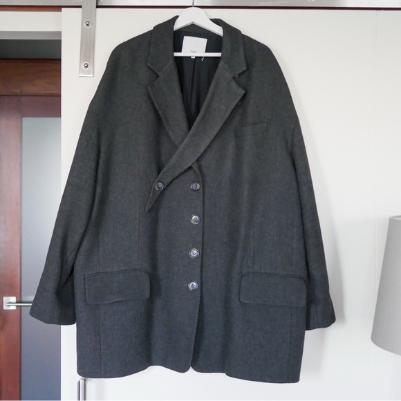 Tibi Wool Viscose Car Coat - Dark Heather - Picture 2 of 9